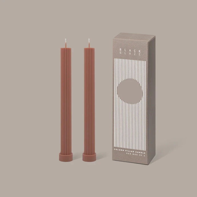 Column Pillar Candle Duo - Peach by Black Blaze - Pair of peach coloured soy wax candle