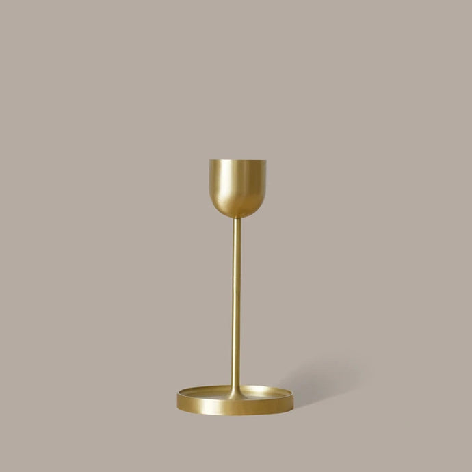 Fountain Brass Candle Holder - Medium by Black Blaze - Brass candle holder medium flat bottom