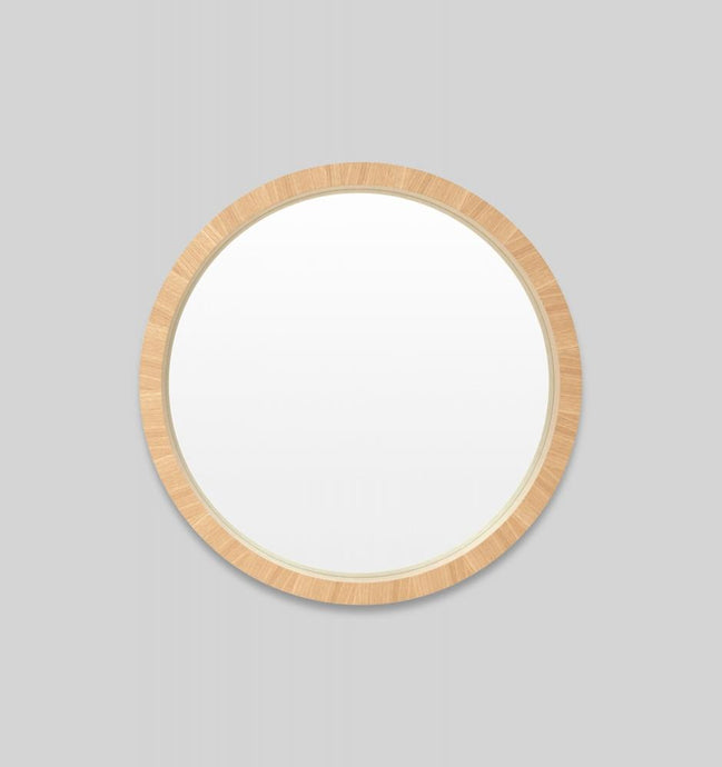 Light Wood Circle Mirror by Middle of Nowhere. Bold oak timber veneer round mirror. A perfect piece to lighten and brighten your space.
