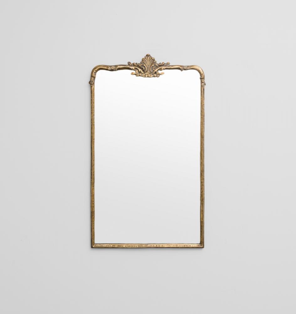 Lorraine Antique Brass Mirror by Middle of Nowhere. Antique Brass ornate mirror. A perfect mirror to add a interest to your space.