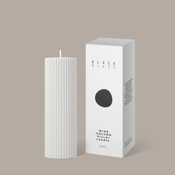 Wide Column Pillar Candle - Cream White by Black Blaze - White Cream Soy Candle Pillar Candle 50mm diameter 